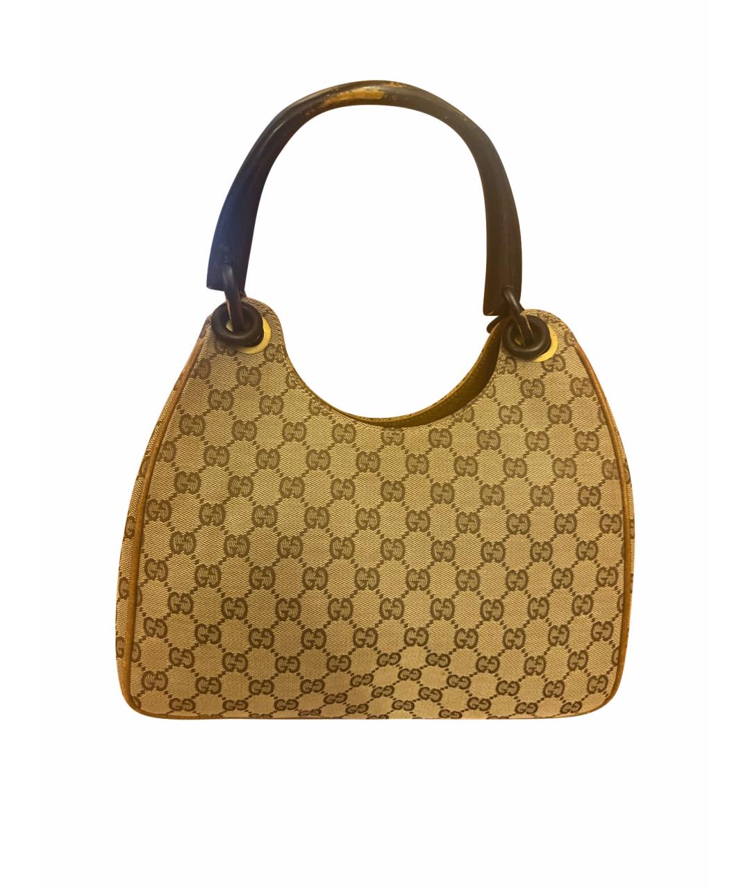 GUCCI Бежевая тканевая сумка с короткими ручками, фото 1