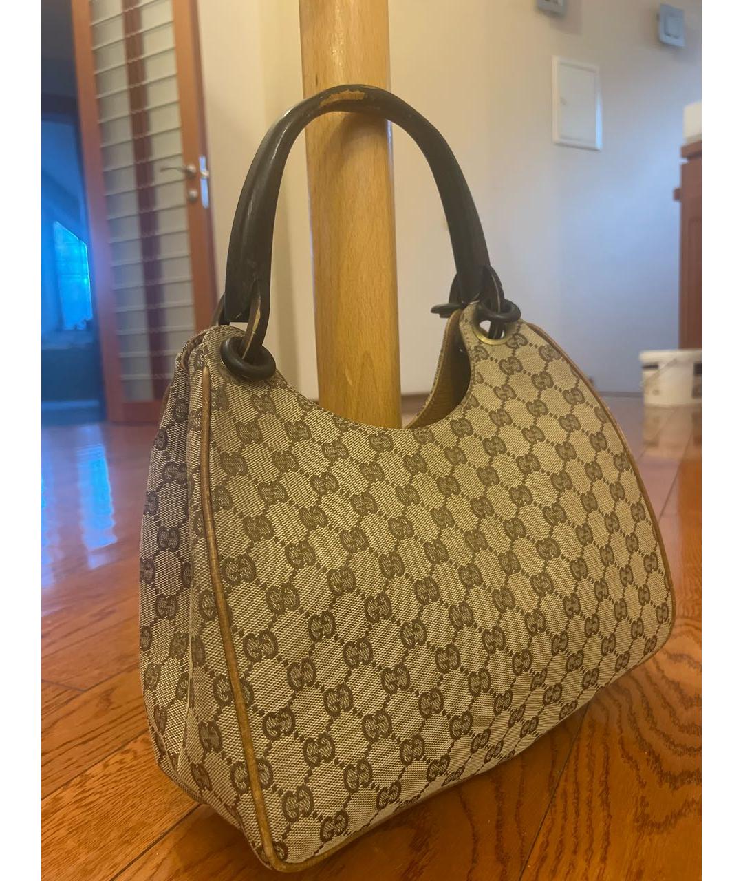 GUCCI Бежевая тканевая сумка с короткими ручками, фото 2