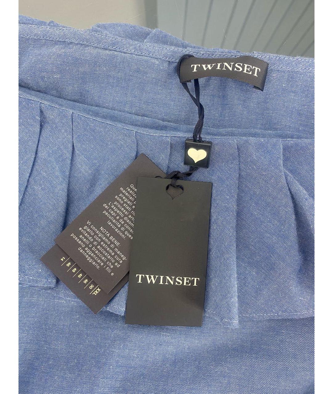 TWIN-SET Синее хлопковое повседневное платье, фото 8