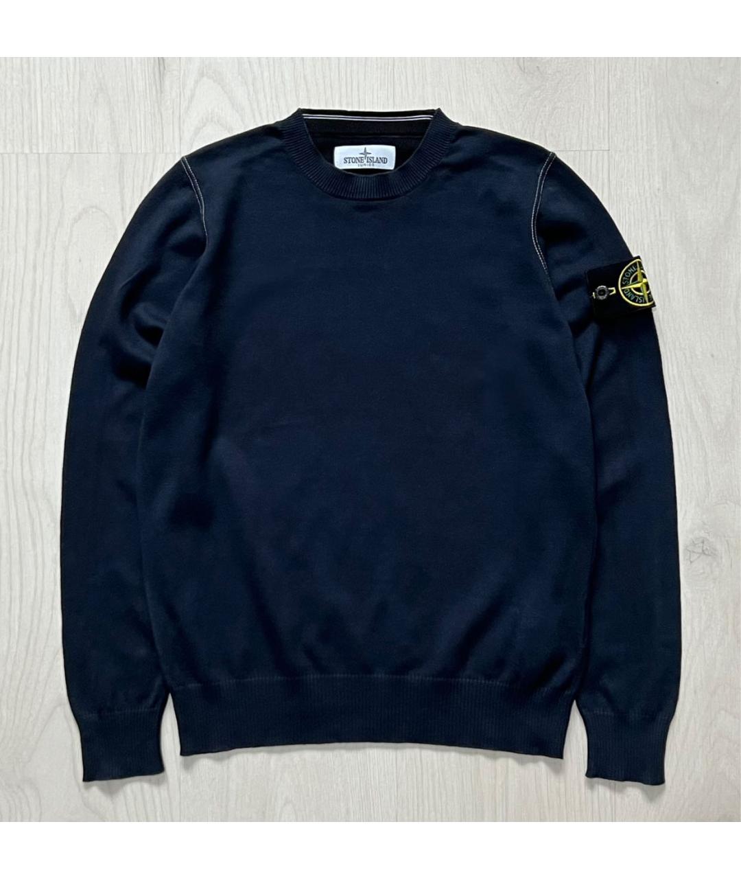 STONE ISLAND Темно-синий хлопковый джемпер / свитер, фото 8