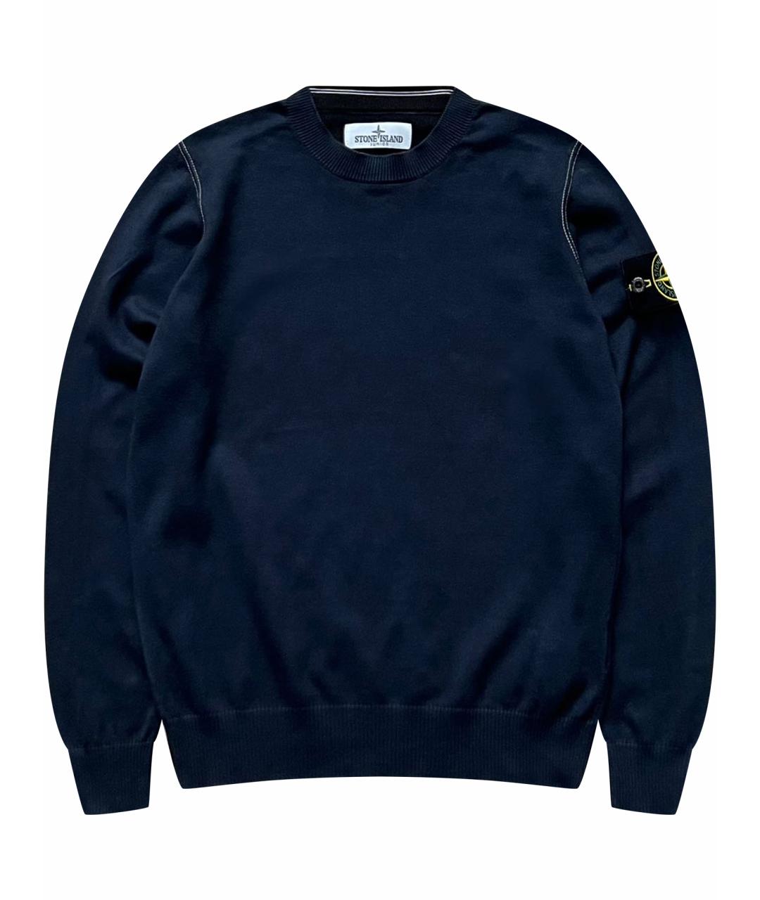 STONE ISLAND Темно-синий хлопковый джемпер / свитер, фото 1