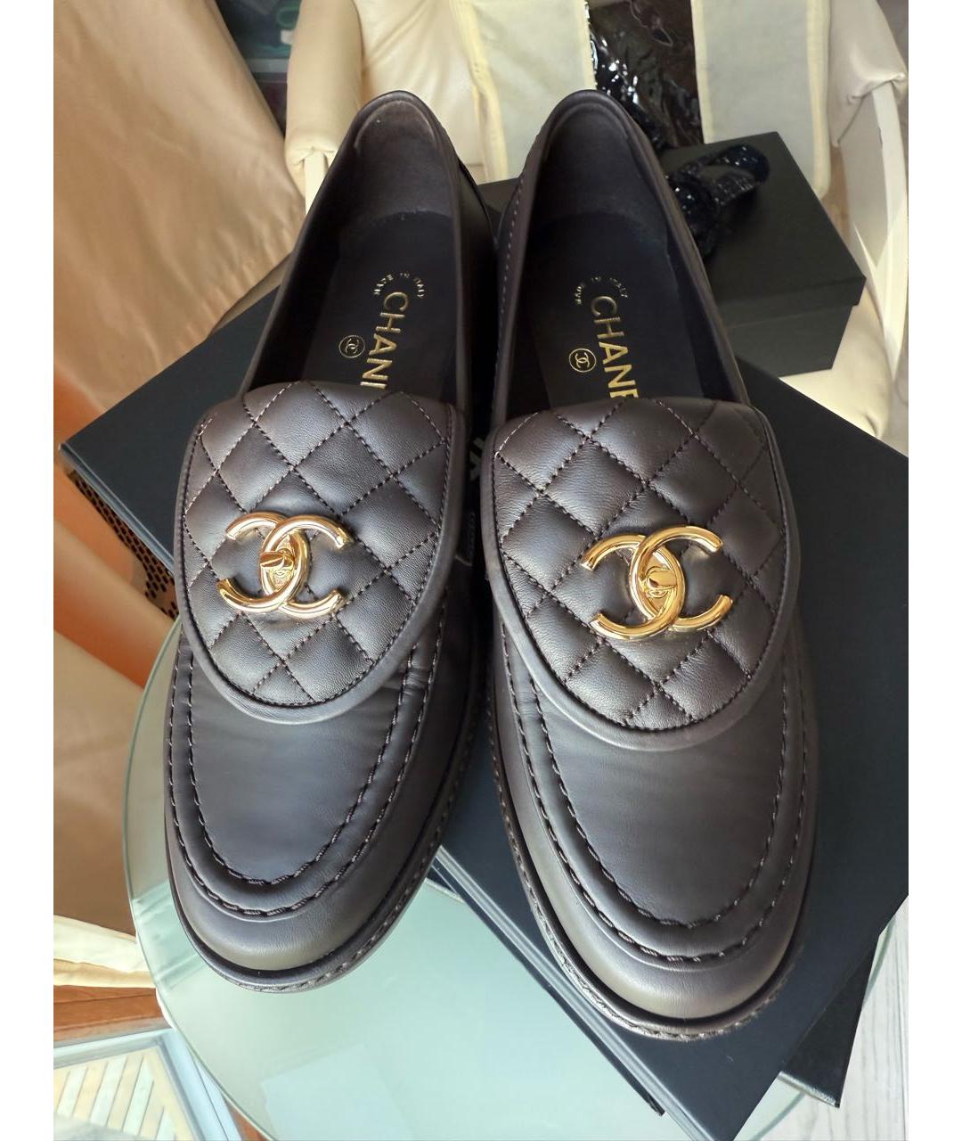 CHANEL Коричневые кожаные лоферы, фото 2