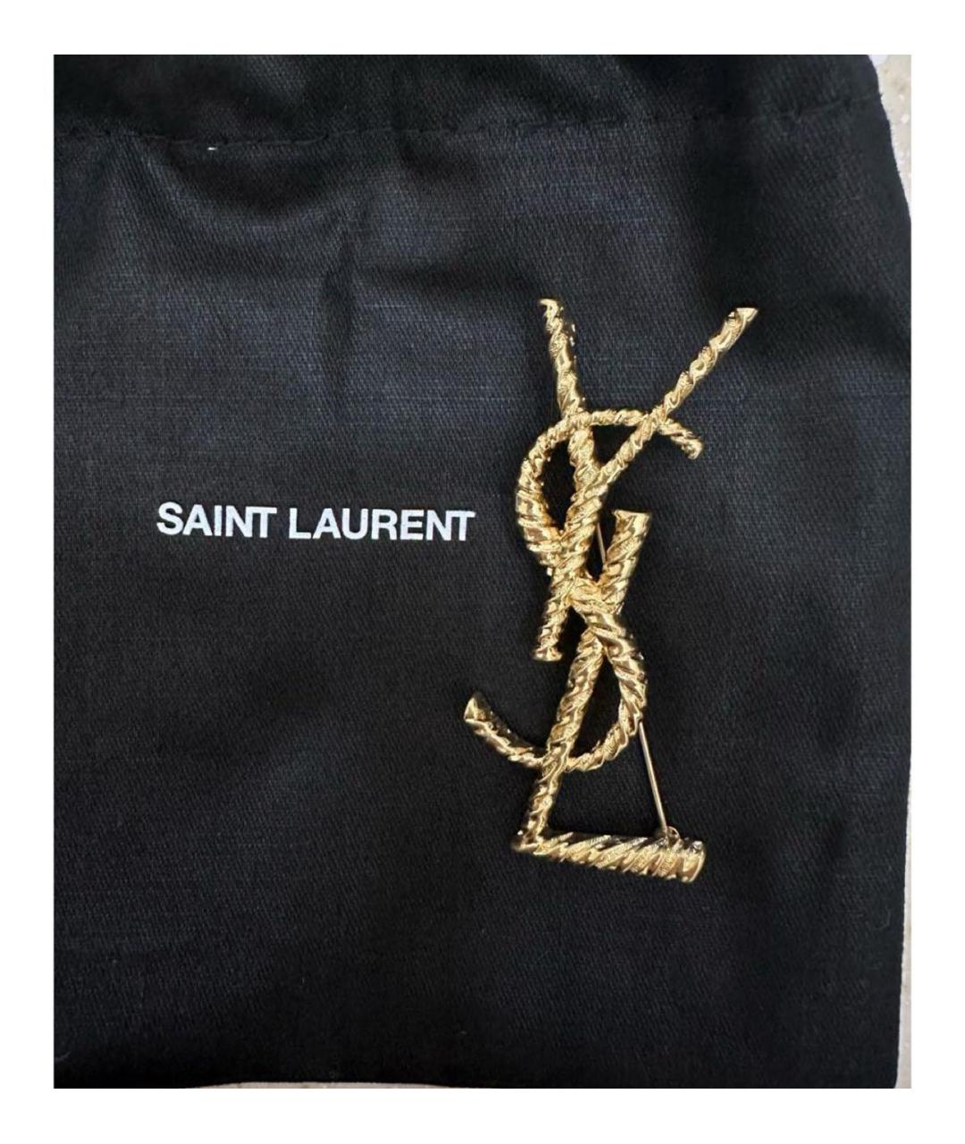 SAINT LAURENT Золотая латунная булавка / брошь, фото 3