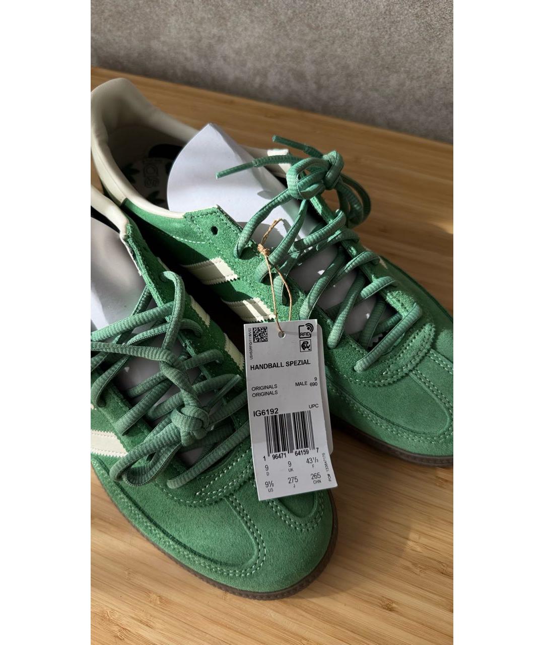 ADIDAS Зеленые кожаные низкие кроссовки / кеды, фото 6