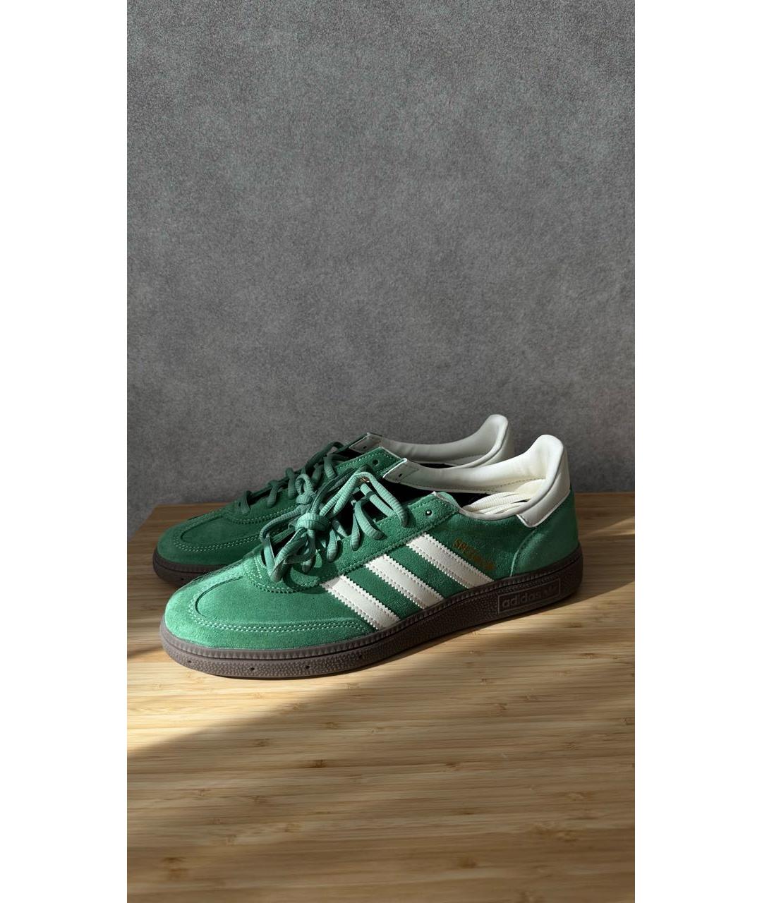 ADIDAS Зеленые кожаные низкие кроссовки / кеды, фото 9
