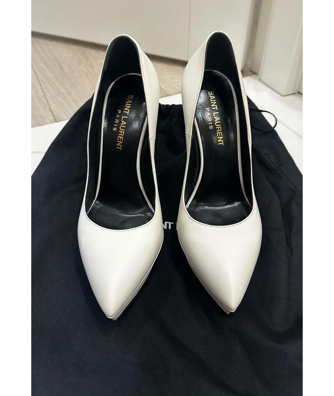 SAINT LAURENT Белые кожаные туфли, фото 2