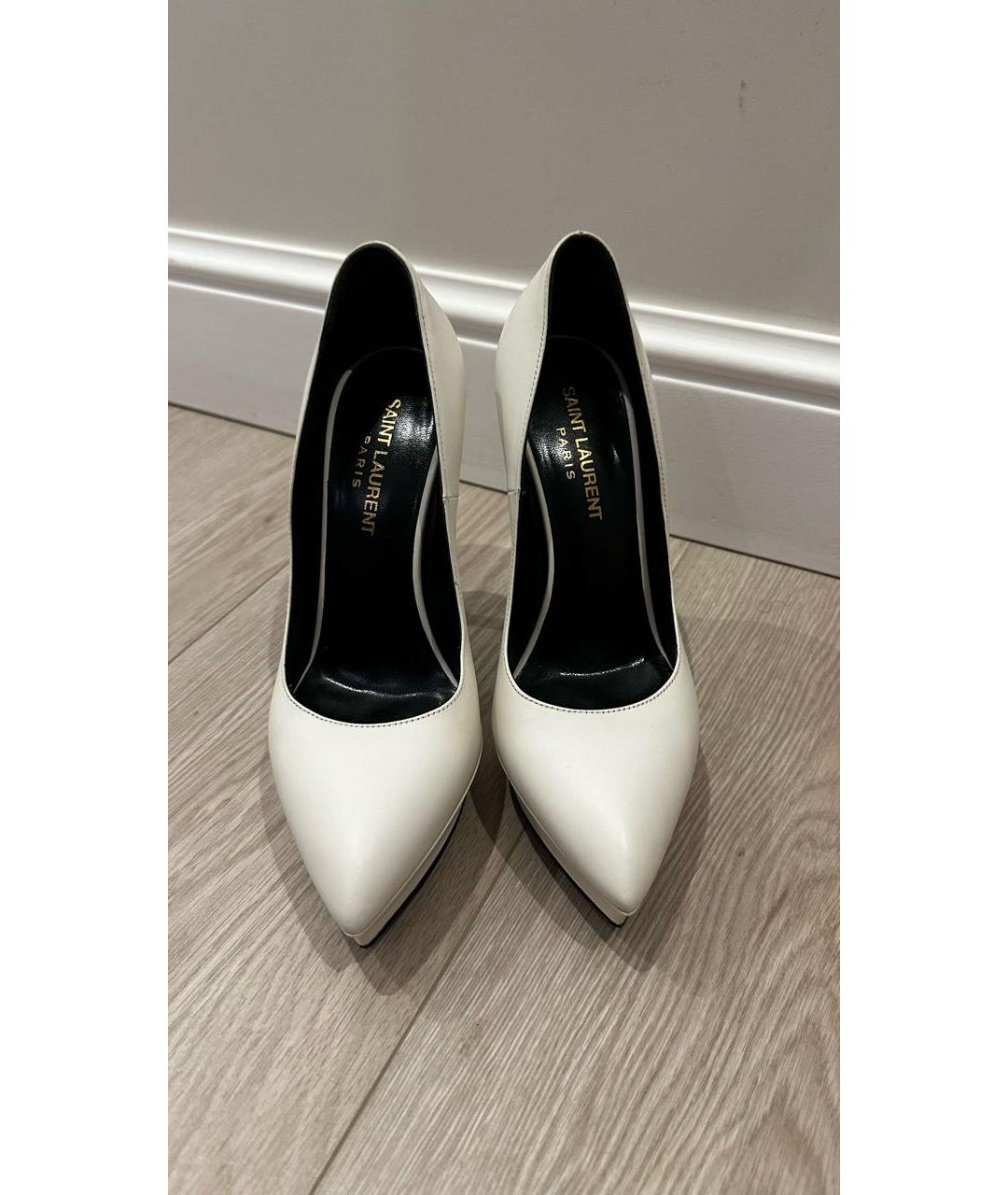 SAINT LAURENT Белые кожаные туфли, фото 7