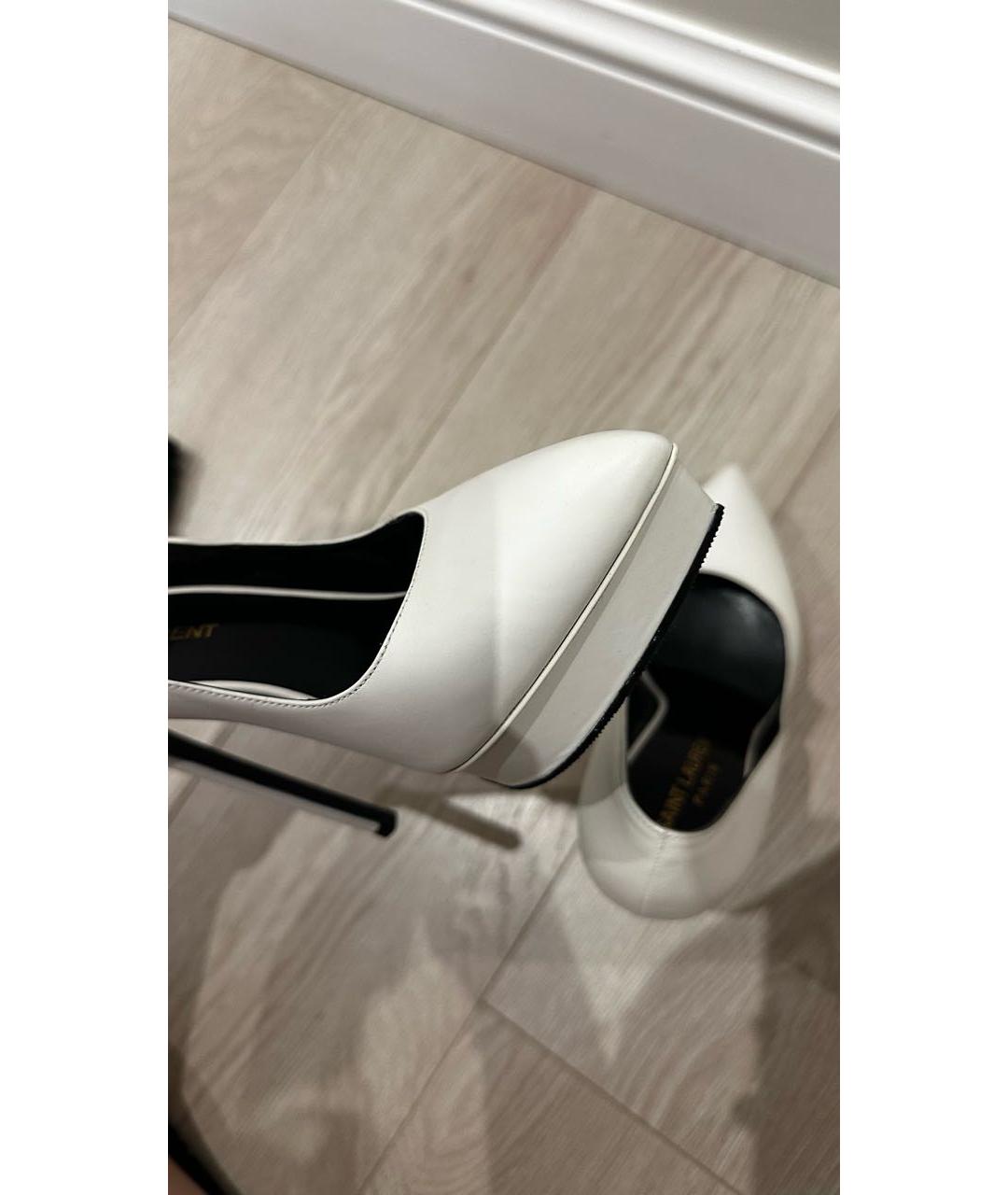 SAINT LAURENT Белые кожаные туфли, фото 5