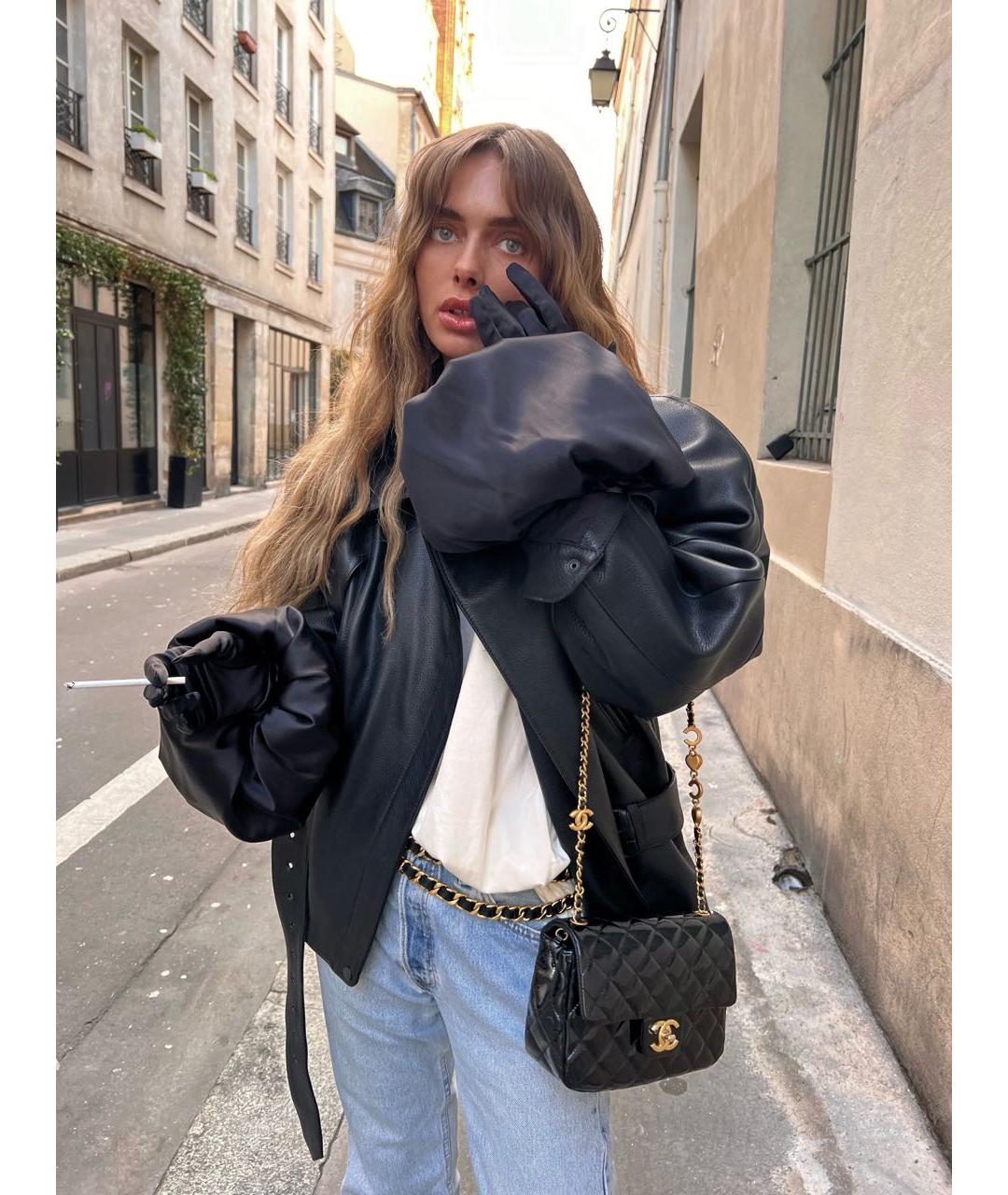 CHANEL Черная сумка через плечо из лакированной кожи, фото 8