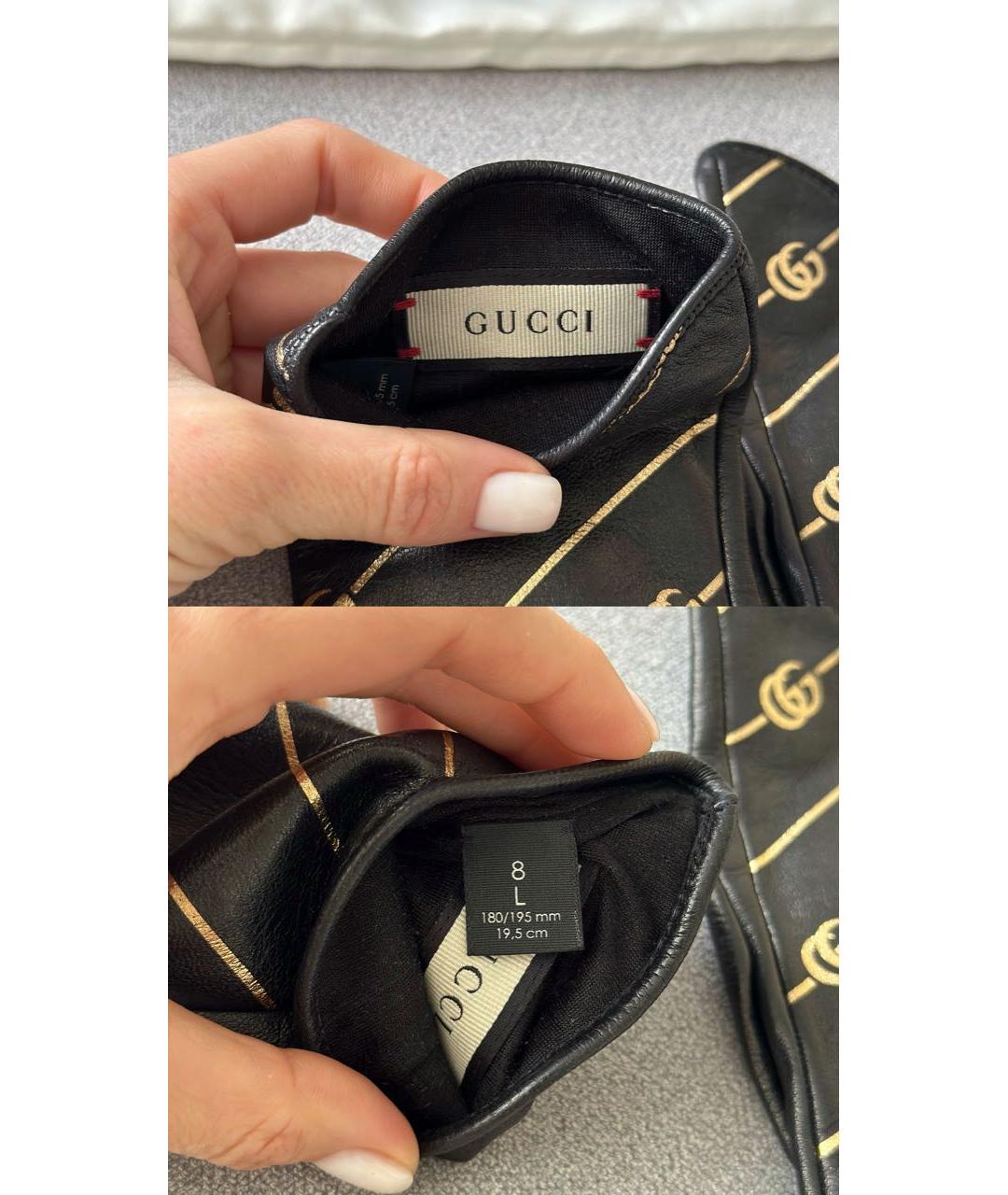GUCCI Черные кожаные перчатки, фото 6