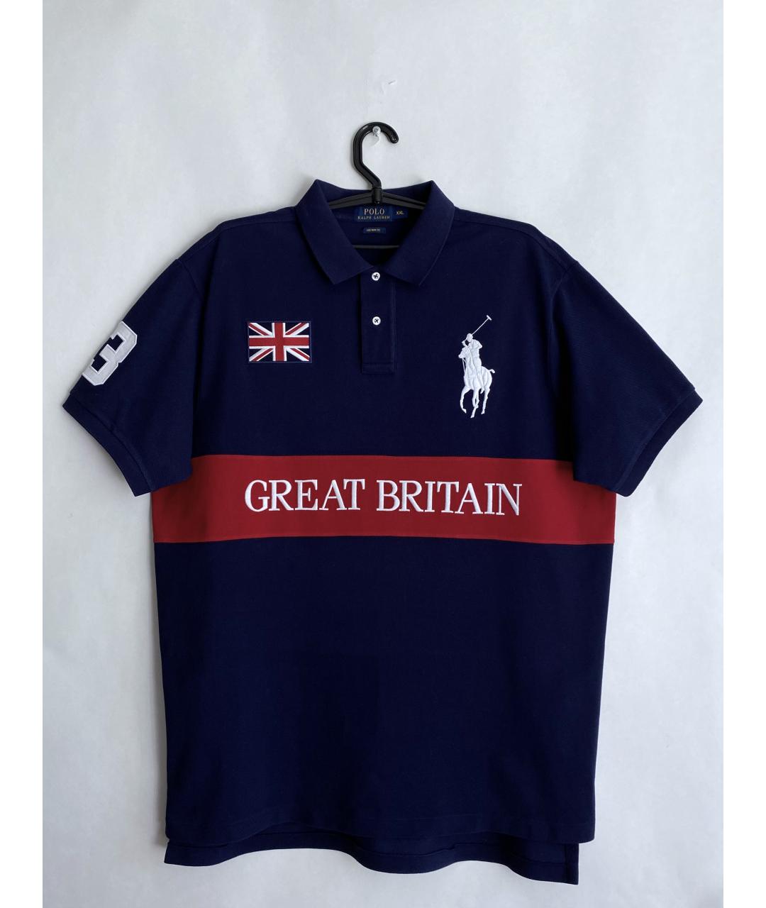 POLO RALPH LAUREN Темно-синее хлопковое поло с коротким рукавом, фото 8
