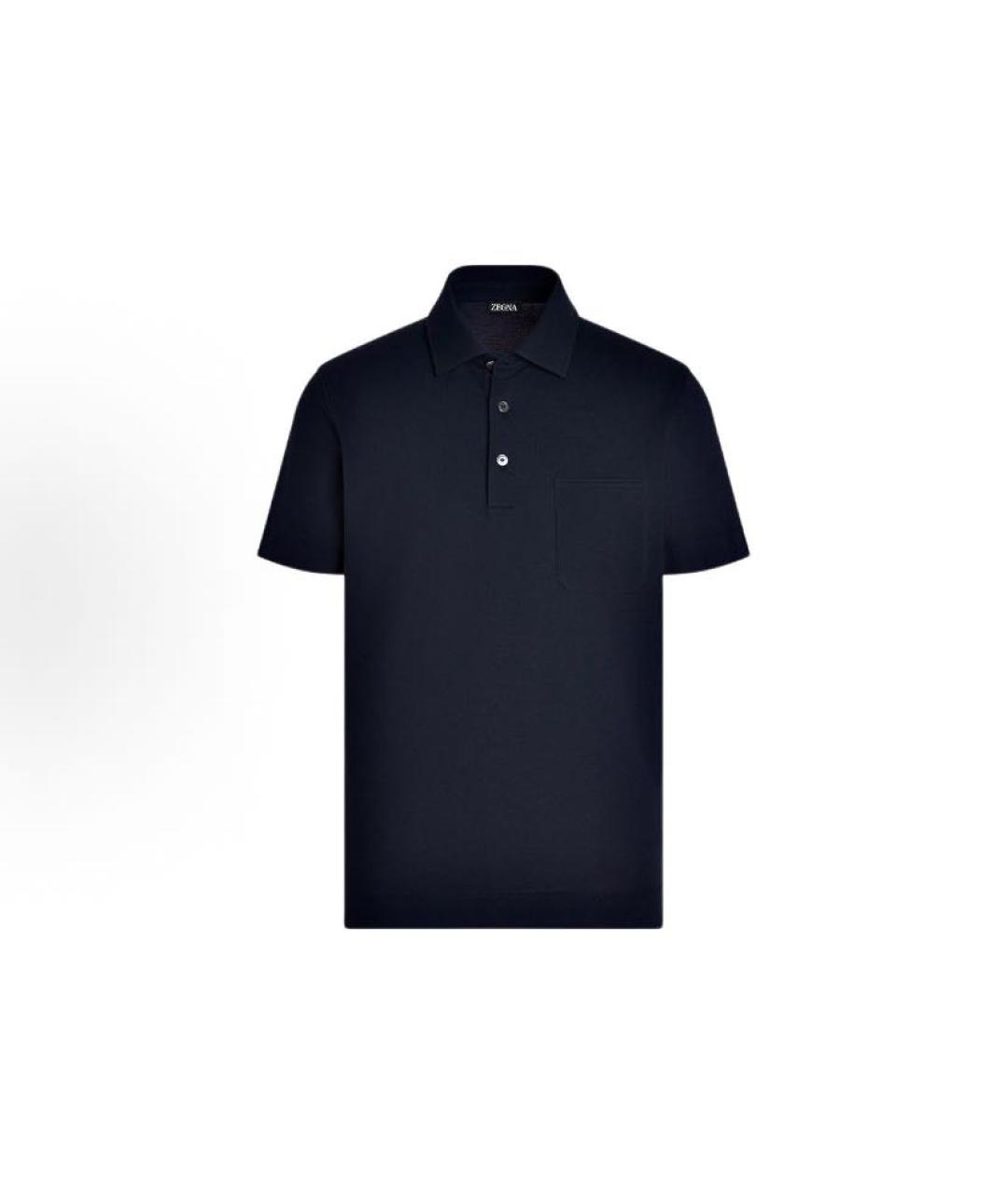 ERMENEGILDO ZEGNA Темно-синее хлопковое поло с коротким рукавом, фото 5