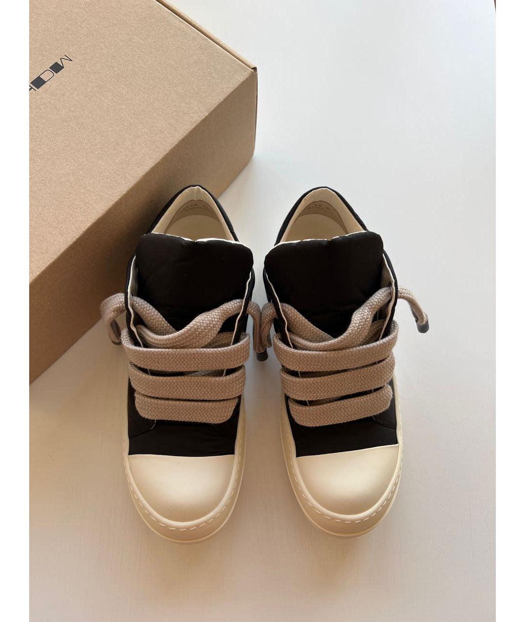 RICK OWENS DRKSHDW Черные текстильные низкие кроссовки / кеды, фото 3