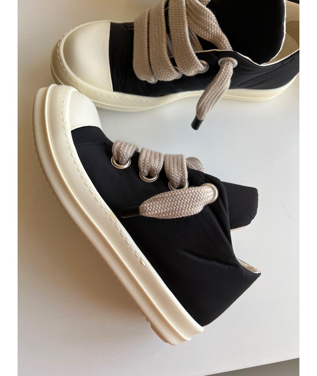 RICK OWENS DRKSHDW Черные текстильные низкие кроссовки / кеды, фото 8