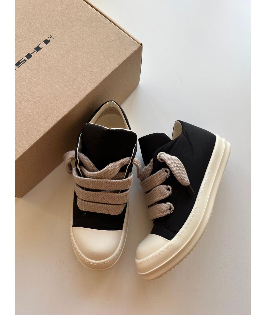 RICK OWENS DRKSHDW Черные текстильные низкие кроссовки / кеды, фото 2