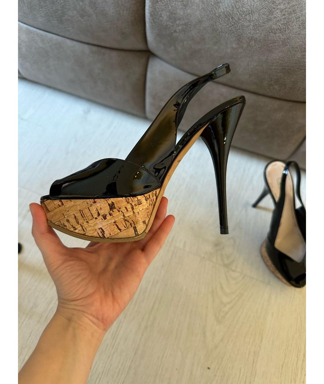 MIU MIU Черные босоножки из лакированной кожи, фото 5