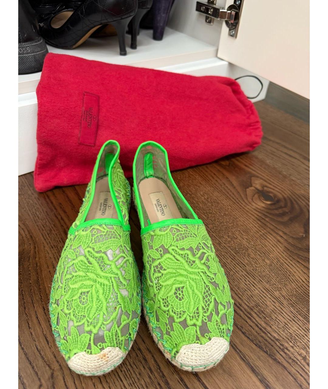 VALENTINO Салатовые текстильные эспадрильи, фото 3