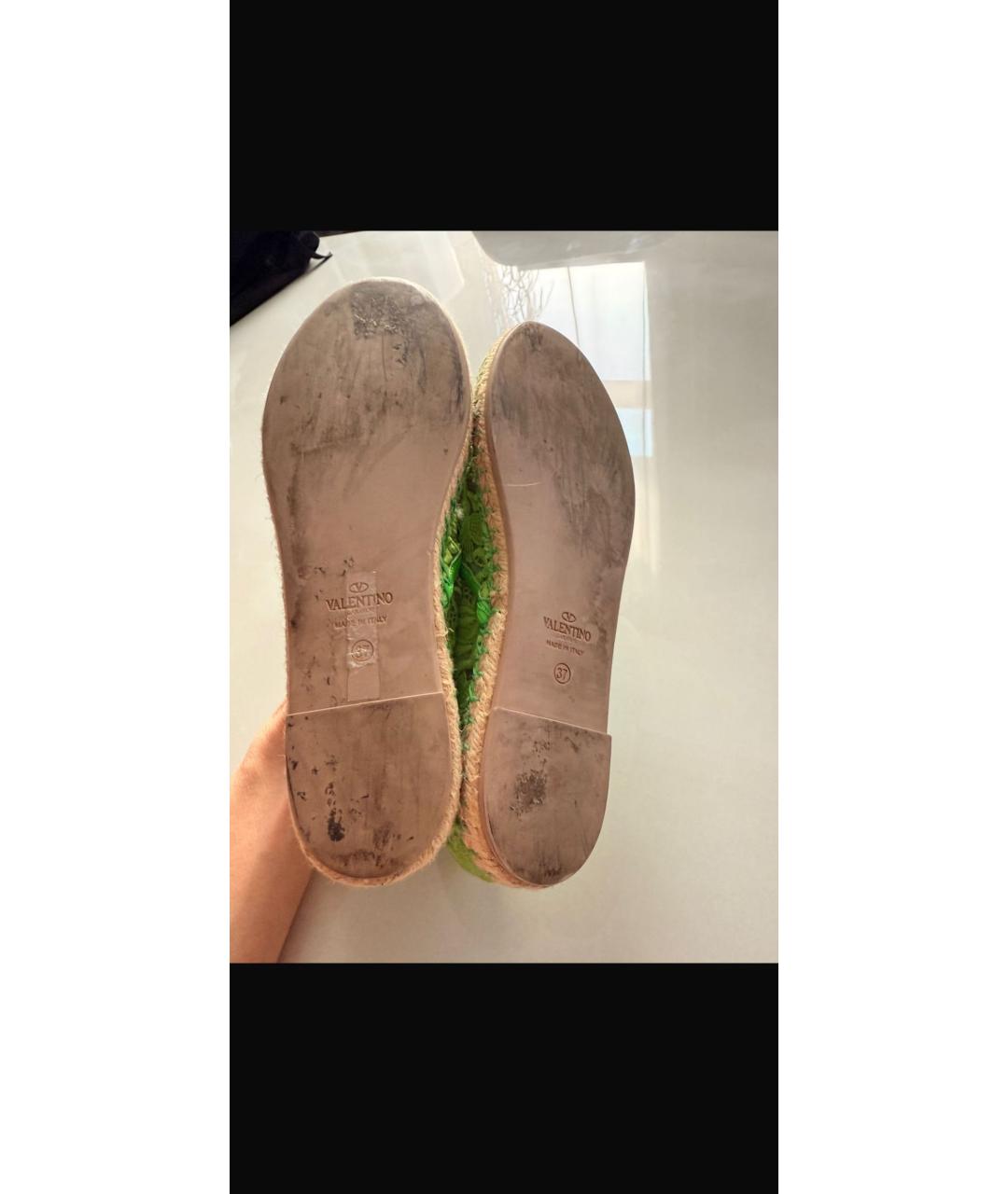 VALENTINO Салатовые текстильные эспадрильи, фото 8