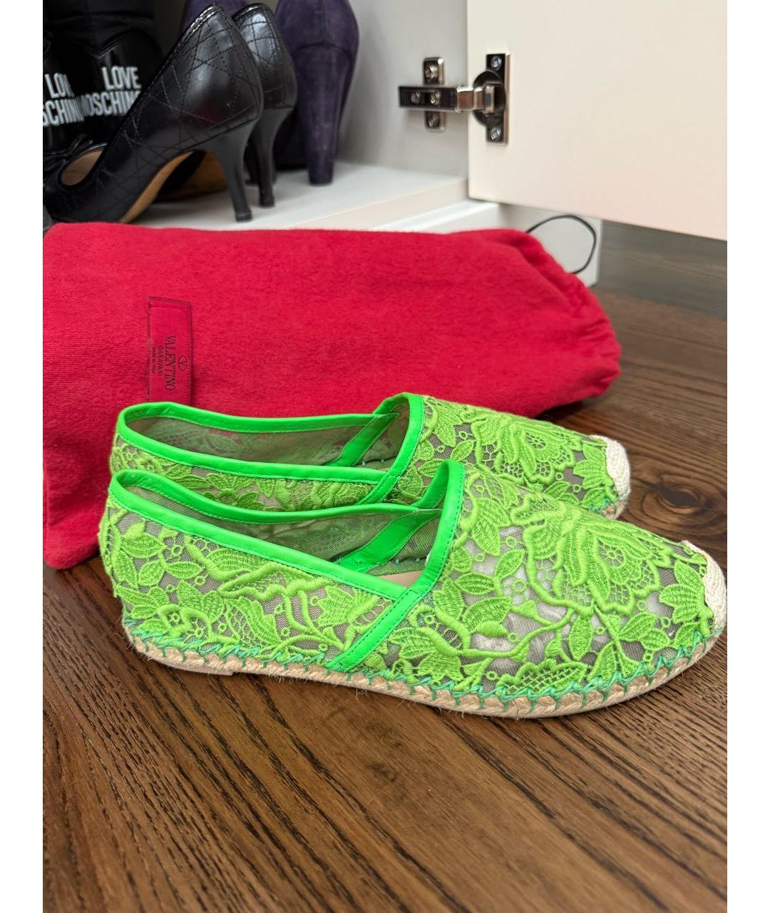 VALENTINO Салатовые текстильные эспадрильи, фото 6