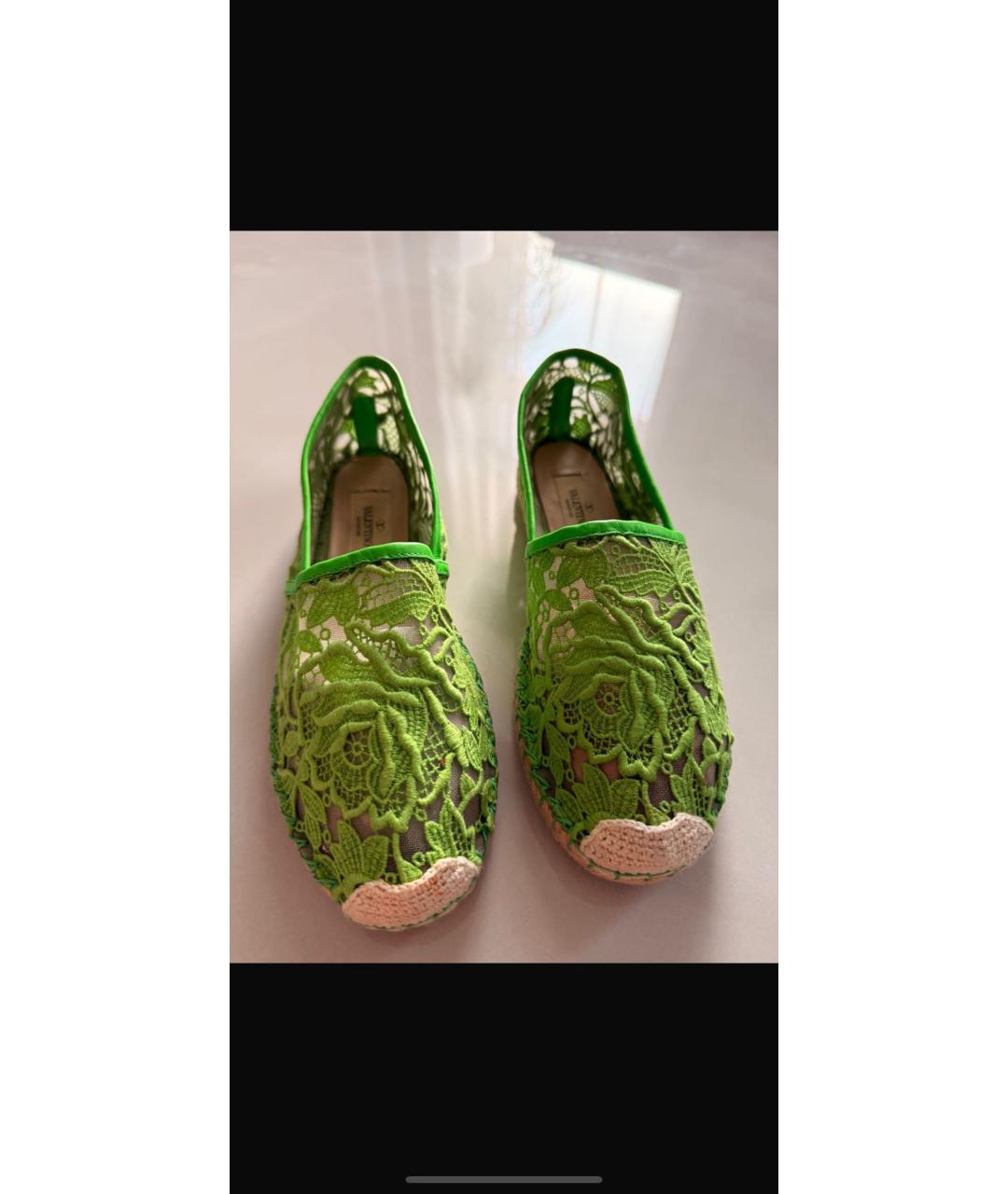 VALENTINO Салатовые текстильные эспадрильи, фото 4