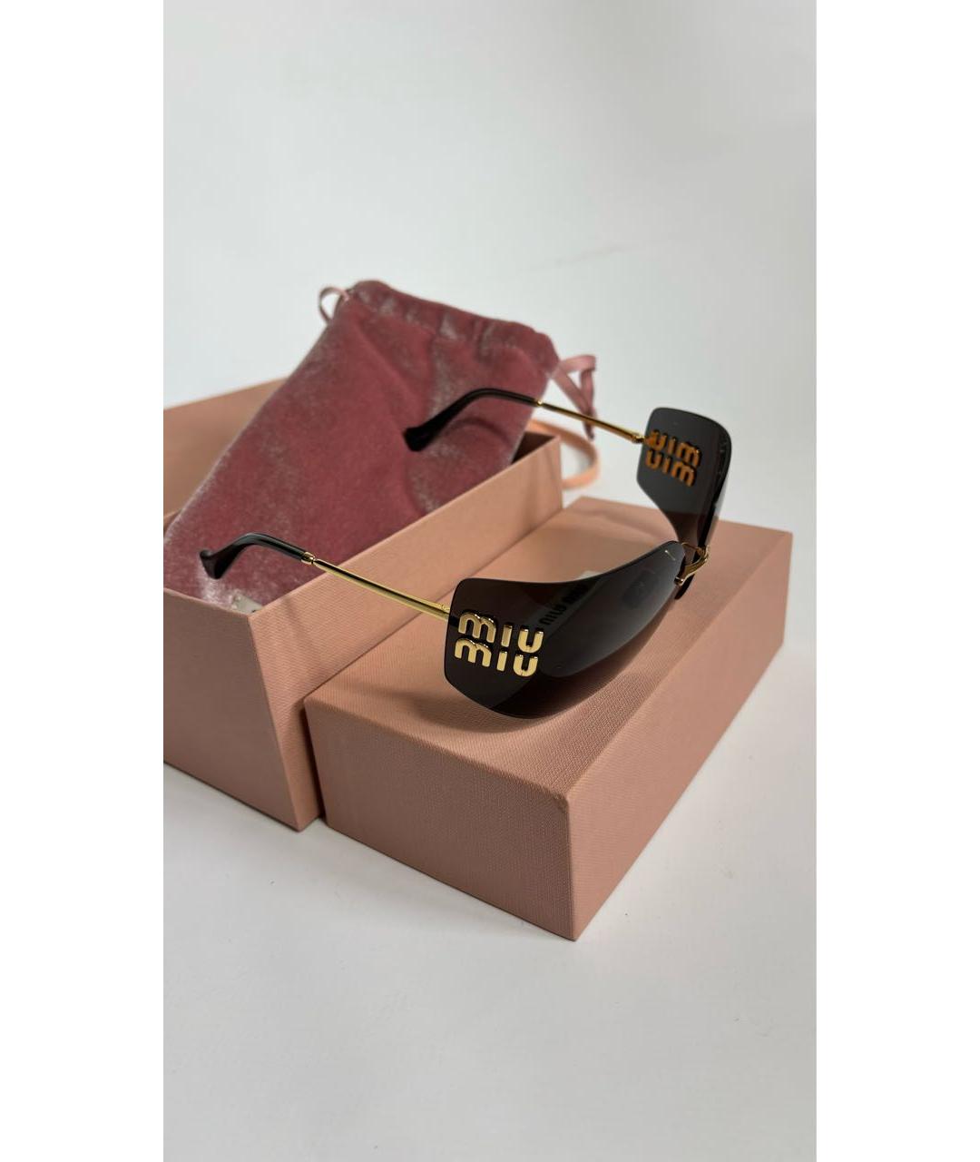 MIU MIU Золотые металлические солнцезащитные очки, фото 3