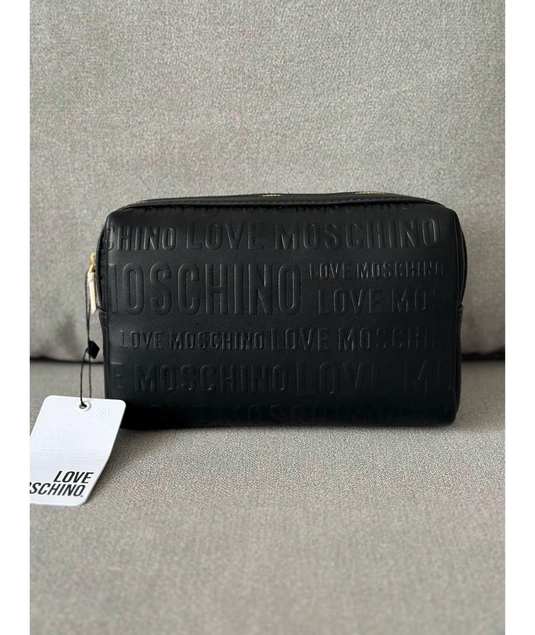 LOVE MOSCHINO Черная косметичка из искусственной кожи, фото 3