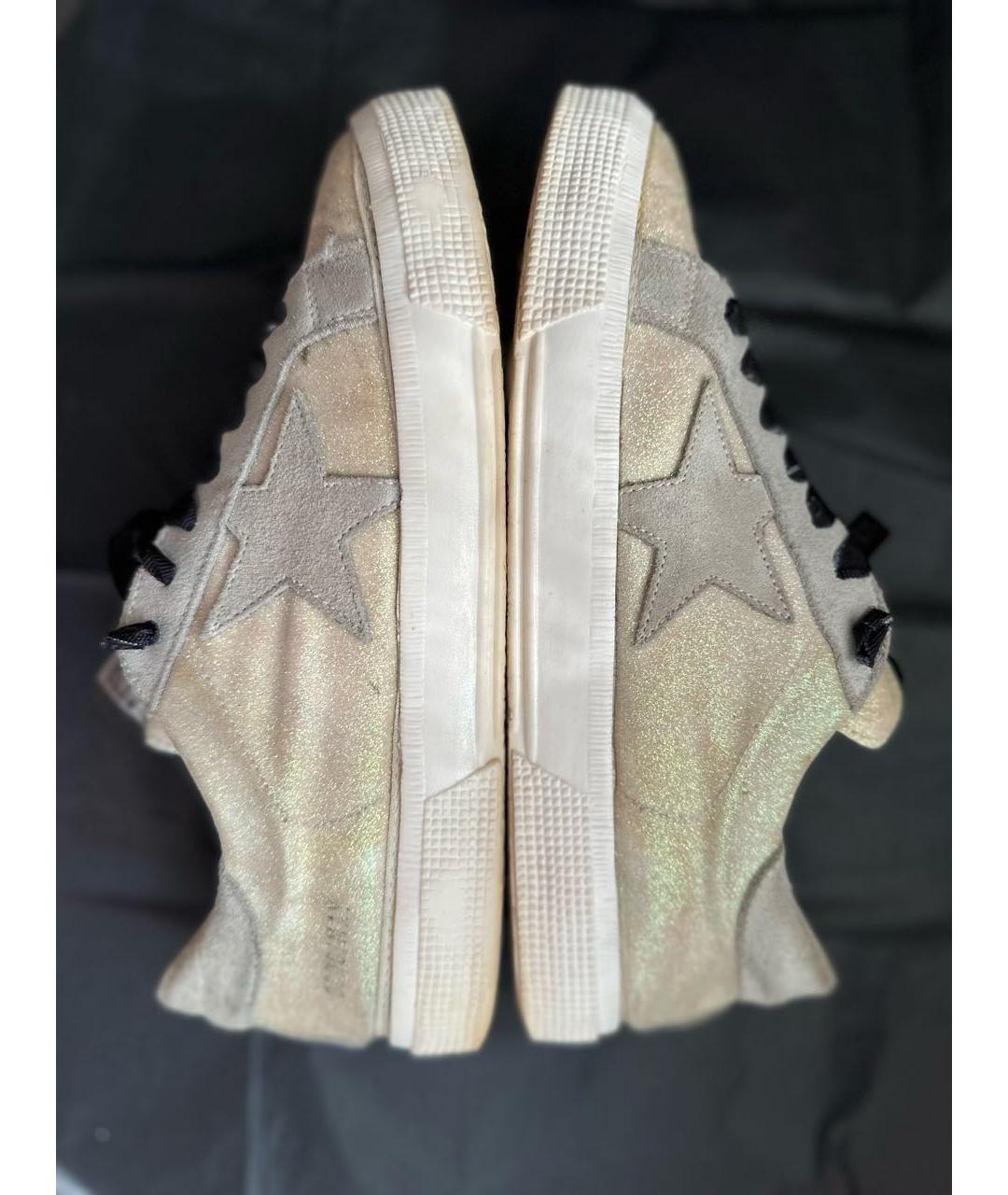 GOLDEN GOOSE DELUXE BRAND Золотые текстильные кеды, фото 6
