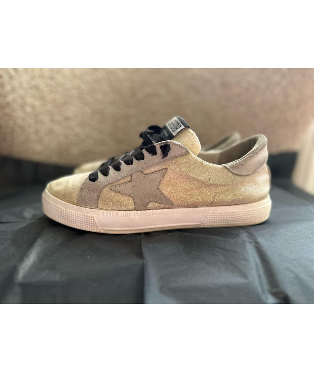 GOLDEN GOOSE DELUXE BRAND Золотые текстильные кеды, фото 9