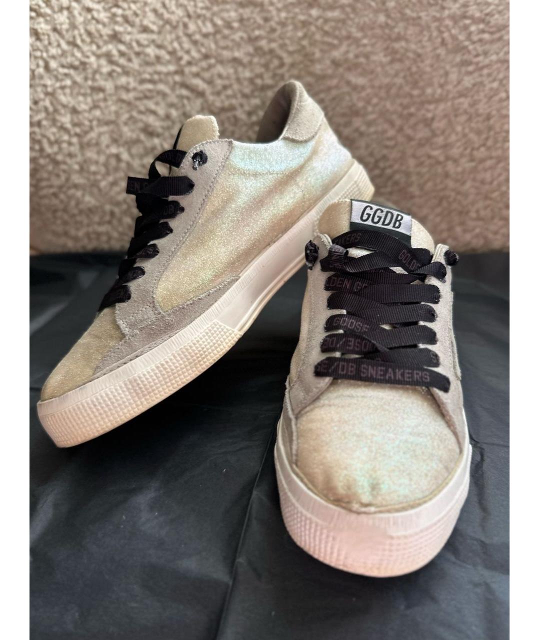 GOLDEN GOOSE DELUXE BRAND Золотые текстильные кеды, фото 5
