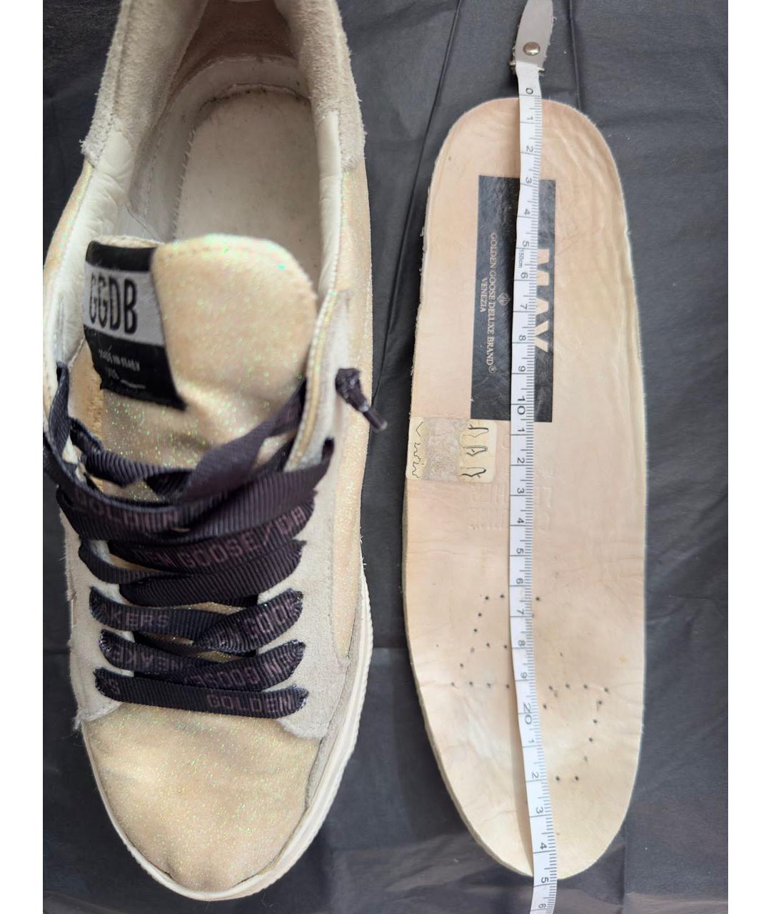 GOLDEN GOOSE DELUXE BRAND Золотые текстильные кеды, фото 8