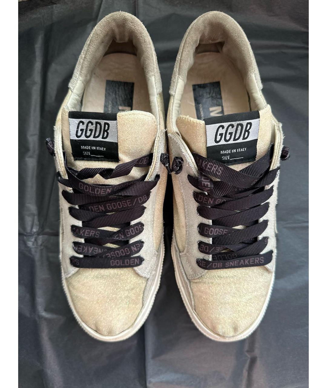 GOLDEN GOOSE DELUXE BRAND Золотые текстильные кеды, фото 3