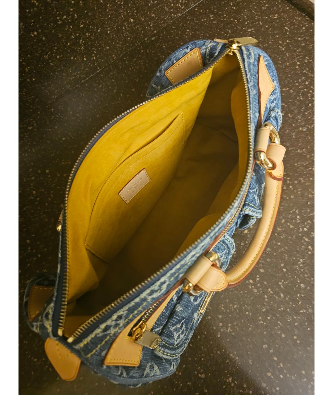 LOUIS VUITTON Синяя деним сумка с короткими ручками, фото 4