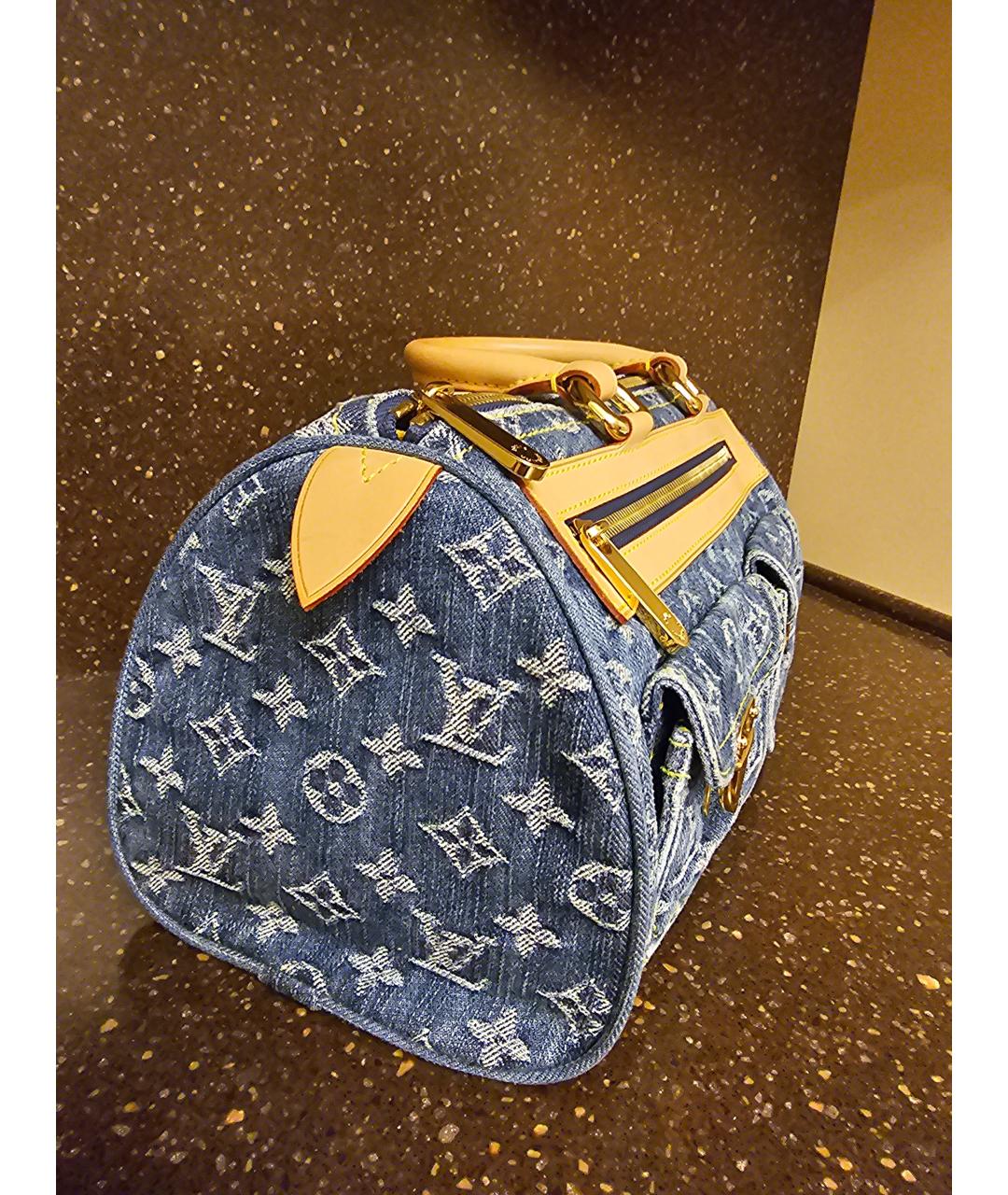 LOUIS VUITTON Синяя деним сумка с короткими ручками, фото 2