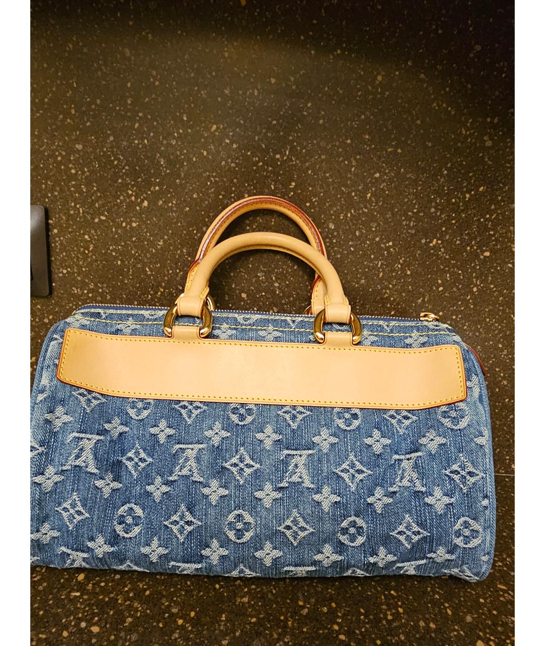 LOUIS VUITTON Синяя деним сумка с короткими ручками, фото 3