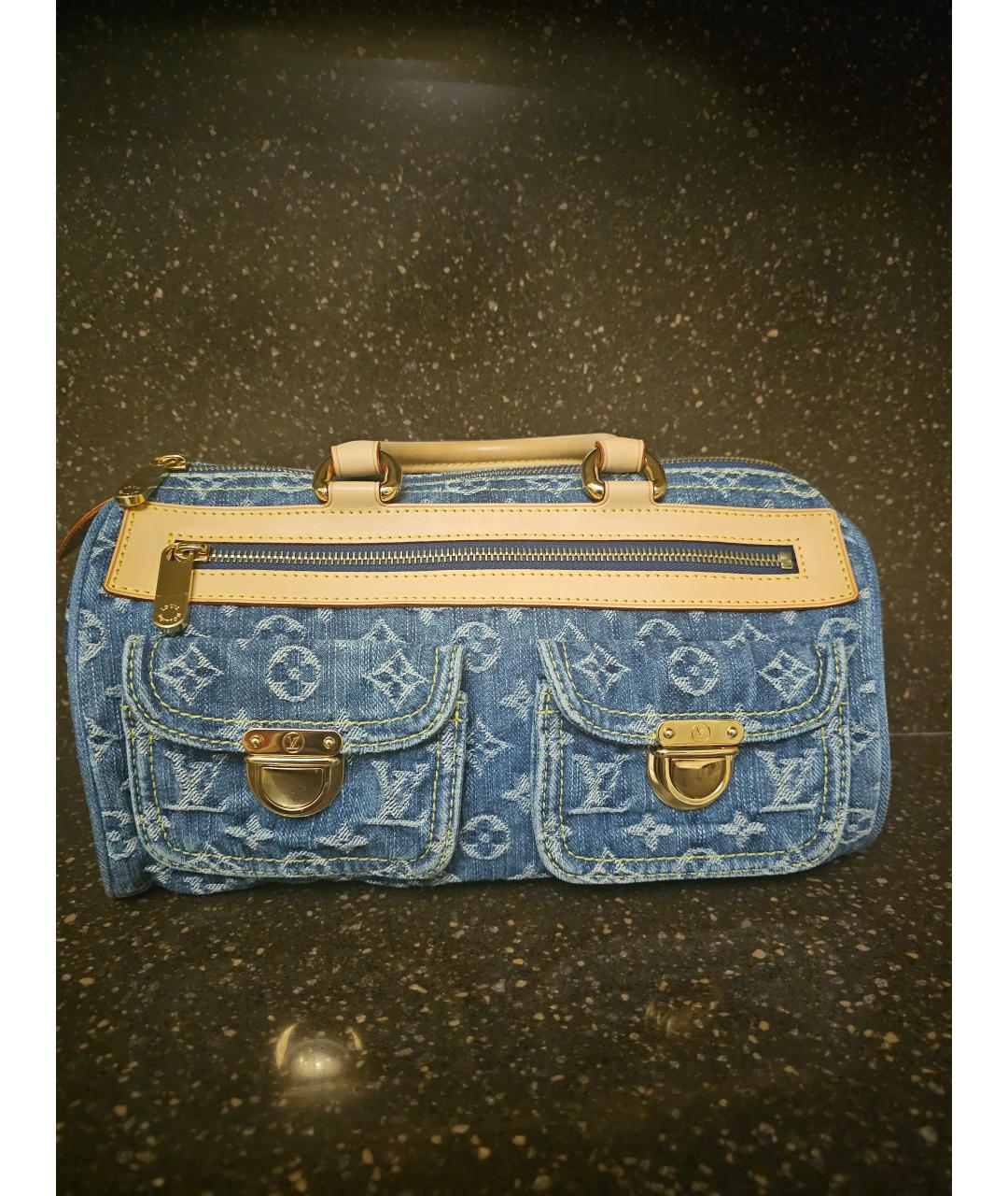 LOUIS VUITTON Синяя деним сумка с короткими ручками, фото 7