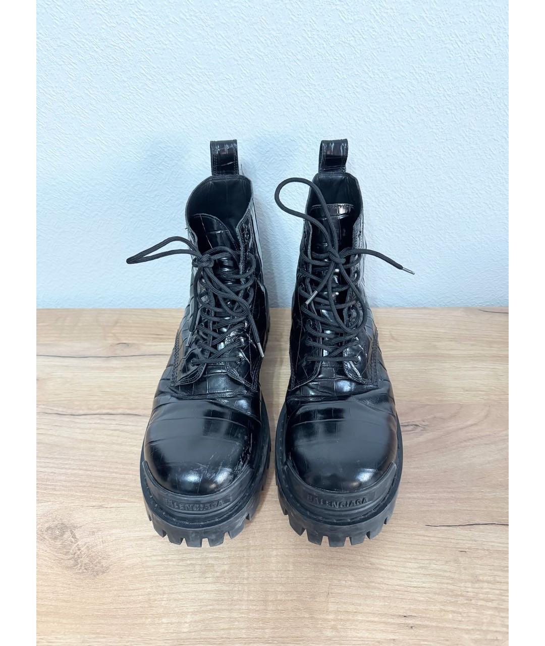 BALENCIAGA Черные кожаные высокие ботинки, фото 2