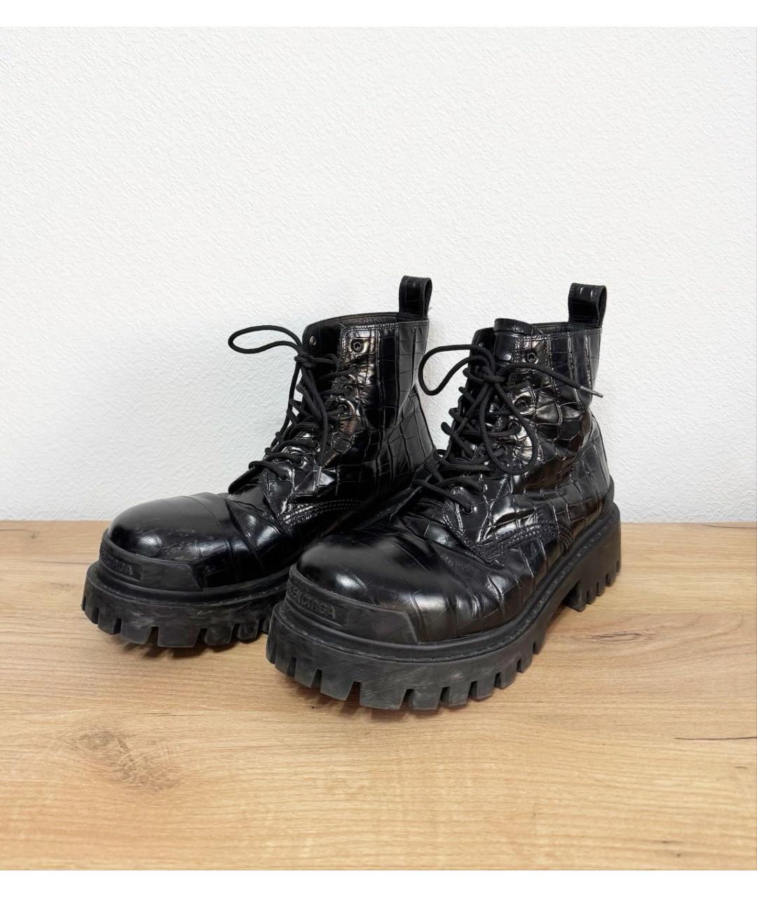 BALENCIAGA Черные кожаные высокие ботинки, фото 4