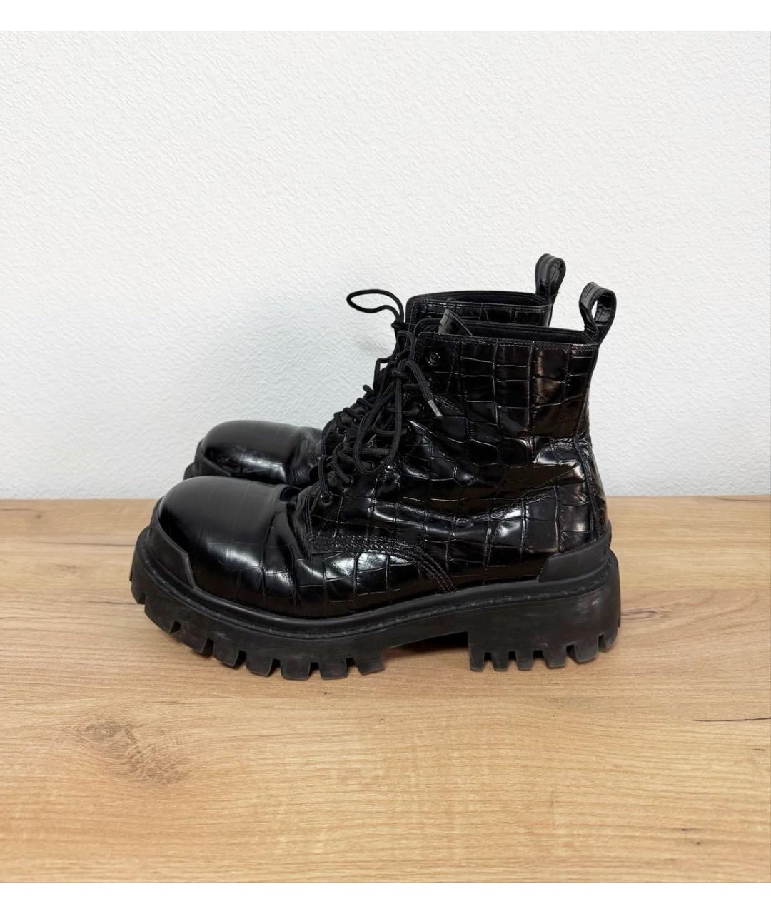BALENCIAGA Черные кожаные высокие ботинки, фото 7