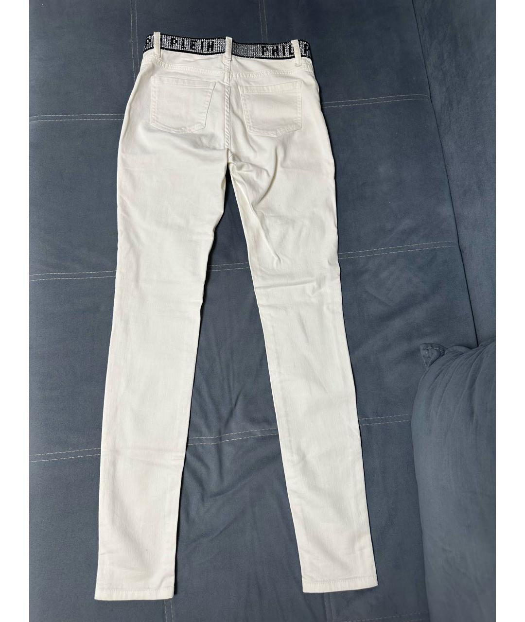 PHILIPP PLEIN Белые хлопко-эластановые джинсы слим, фото 4