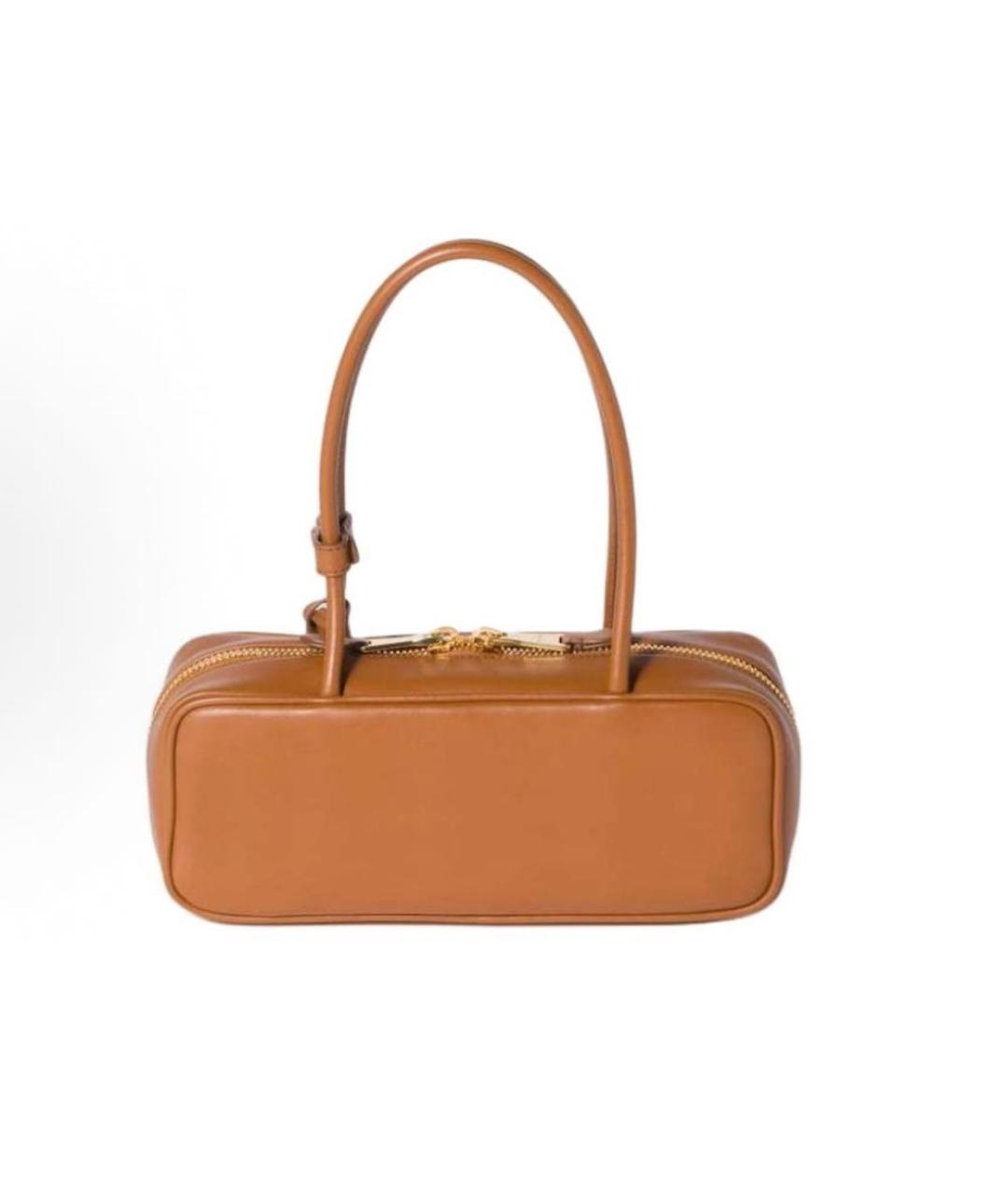 MIU MIU Коричневая кожаная сумка с короткими ручками, фото 3