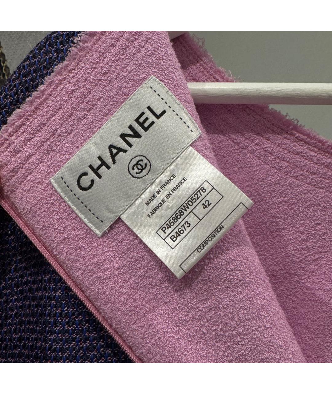 CHANEL Фиолетовое твидовое повседневное платье, фото 3