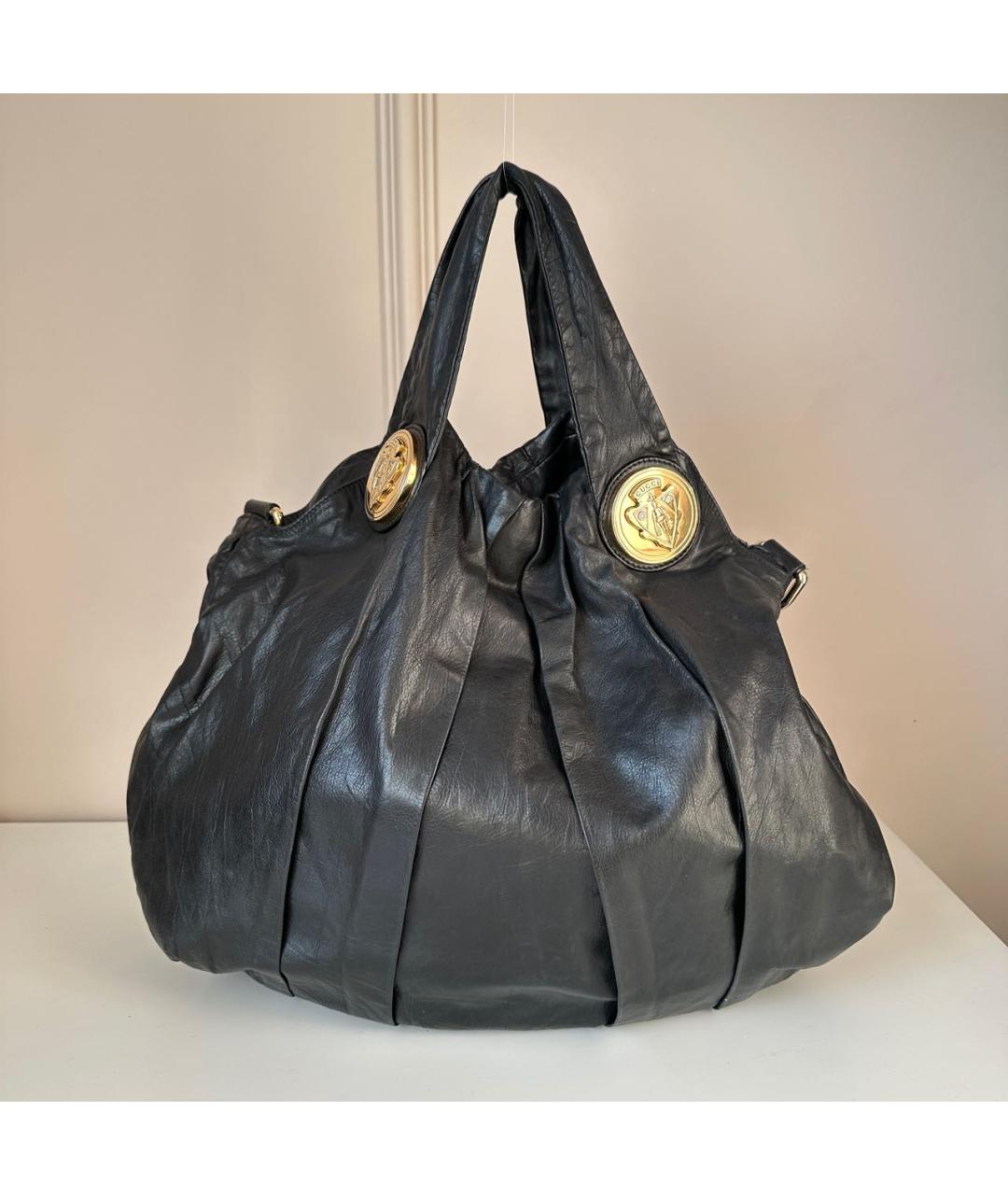 GUCCI Черная кожаная сумка тоут, фото 9