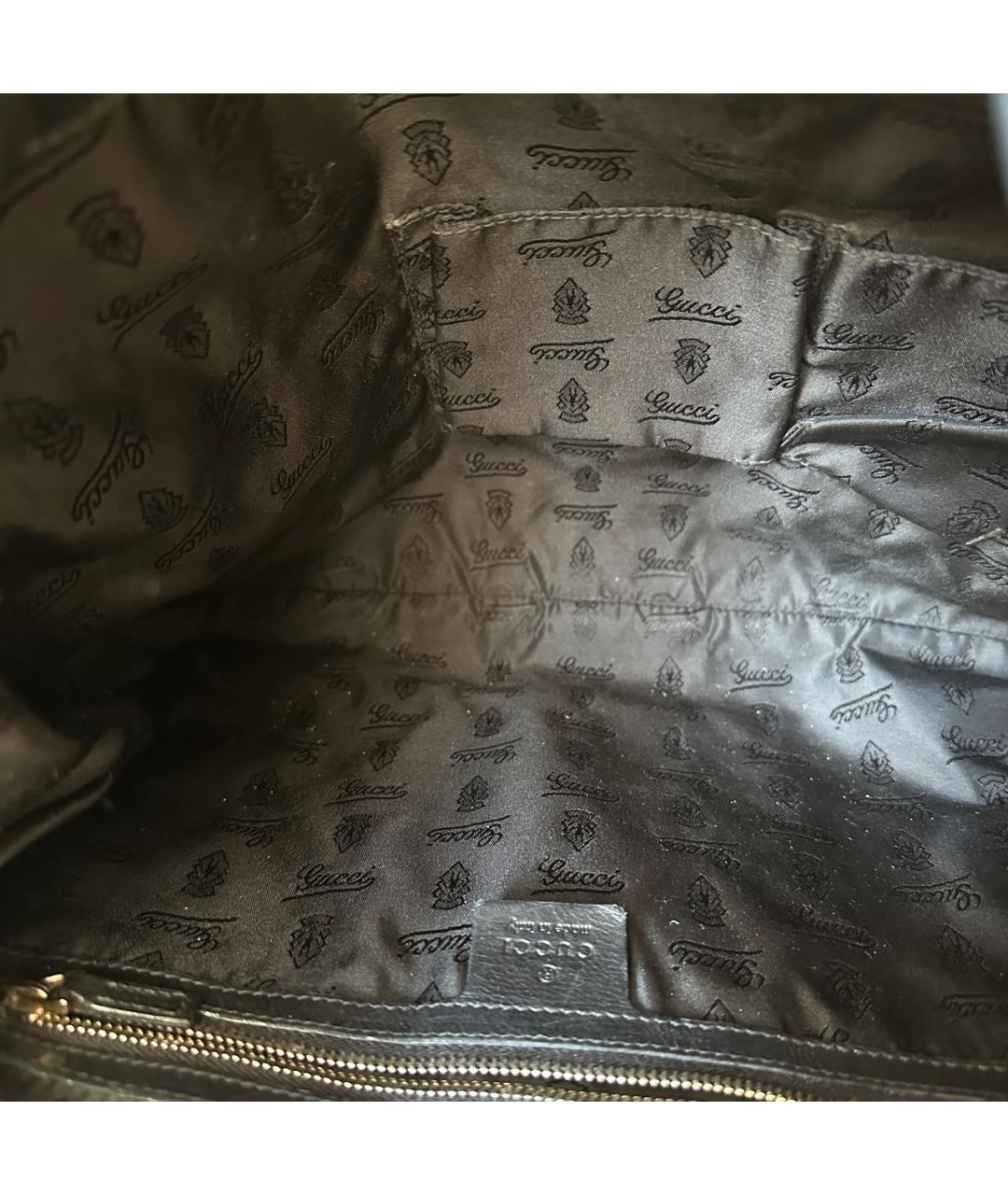 GUCCI Черная кожаная сумка тоут, фото 5