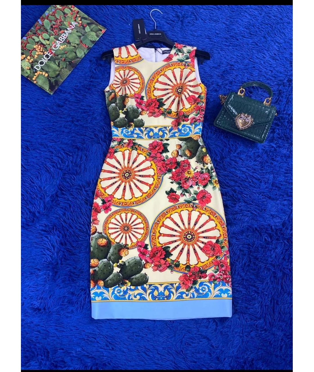 DOLCE&GABBANA Мульти вискозное коктейльное платье, фото 3
