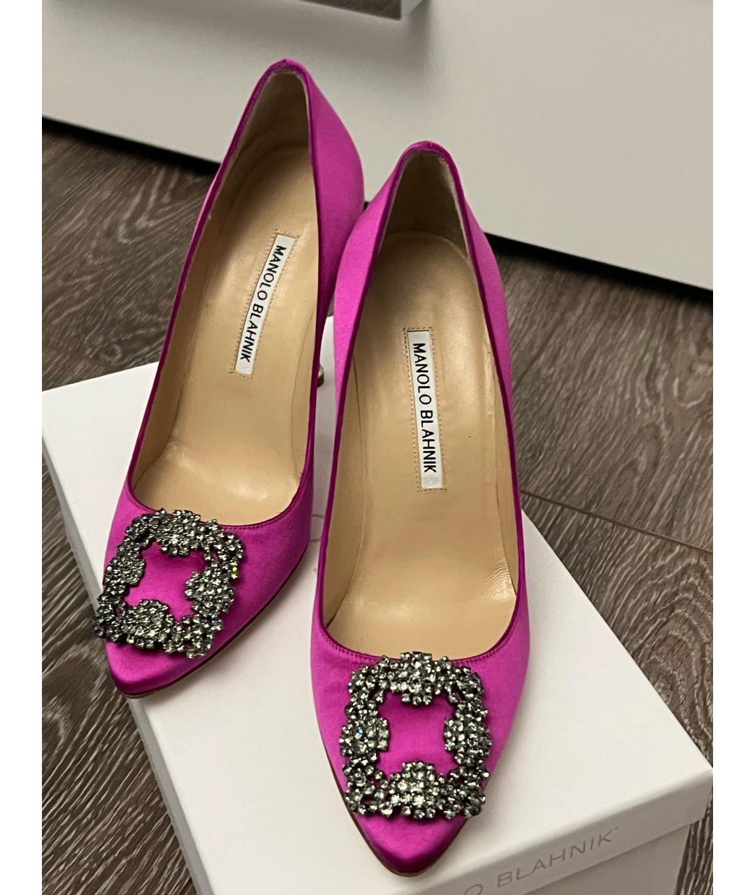 MANOLO BLAHNIK Фуксия текстильные туфли, фото 3