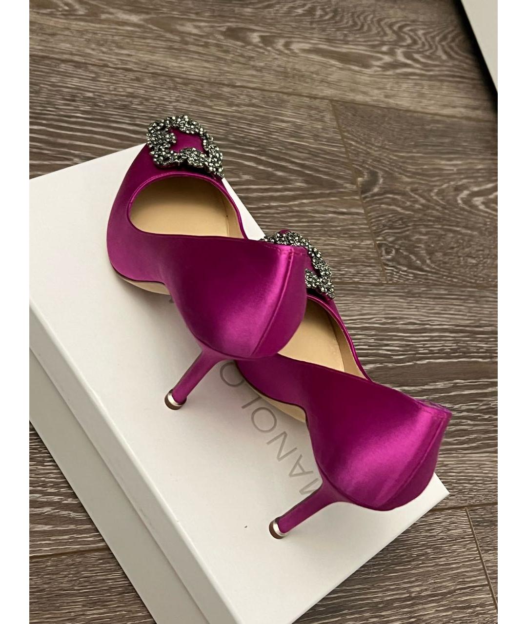 MANOLO BLAHNIK Фуксия текстильные туфли, фото 5