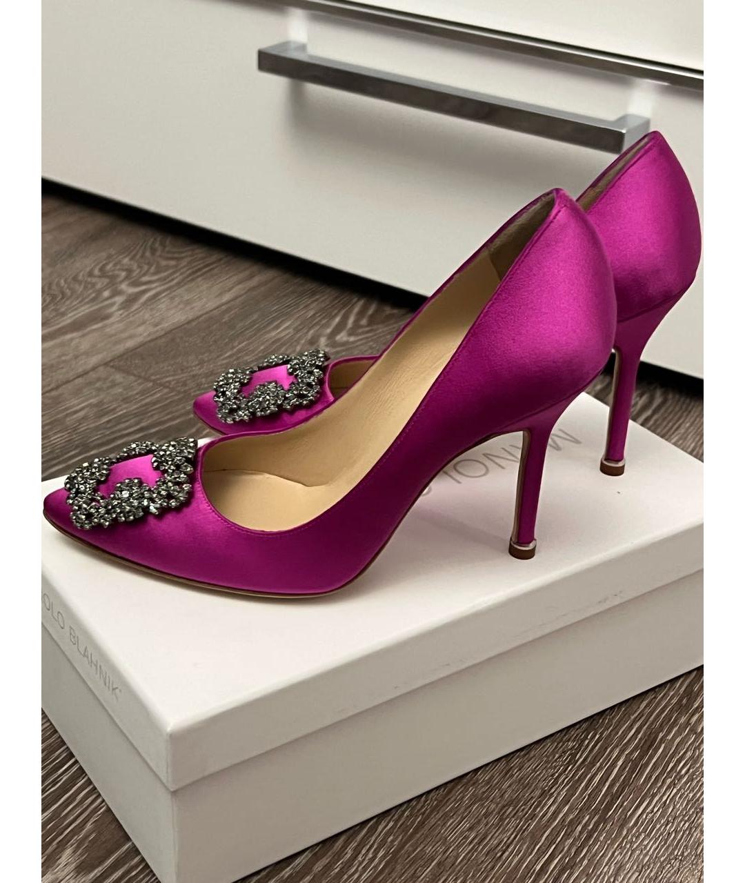 MANOLO BLAHNIK Фуксия текстильные туфли, фото 2