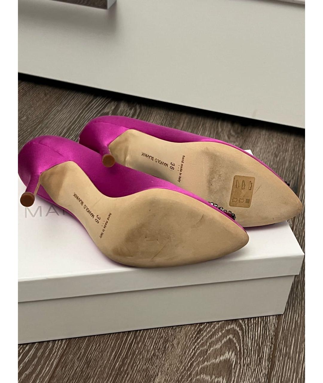 MANOLO BLAHNIK Фуксия текстильные туфли, фото 8