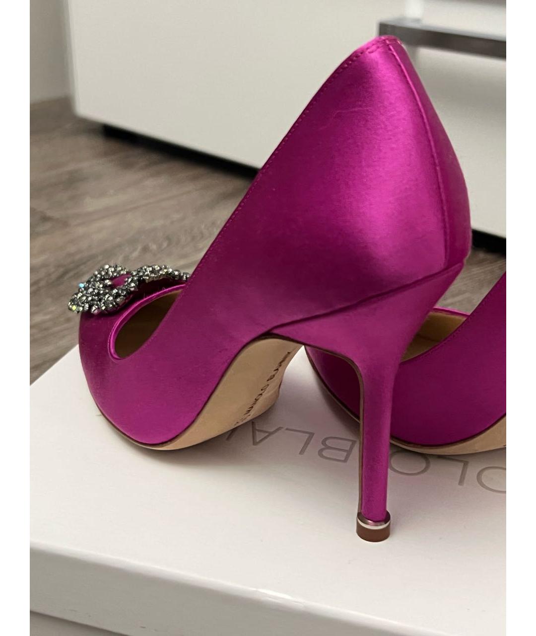 MANOLO BLAHNIK Фуксия текстильные туфли, фото 4