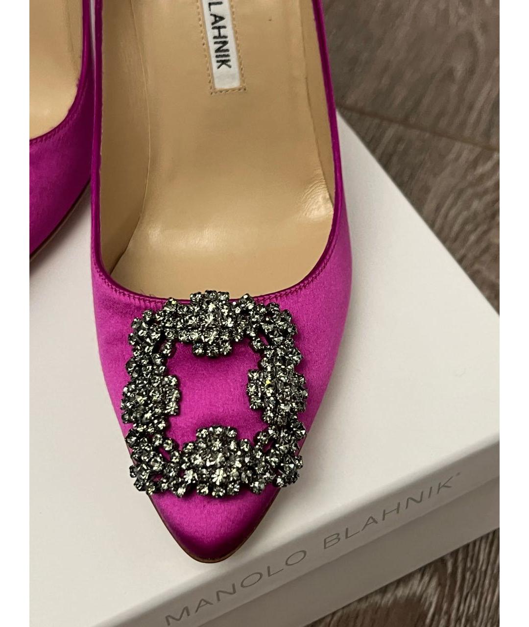 MANOLO BLAHNIK Фуксия текстильные туфли, фото 6